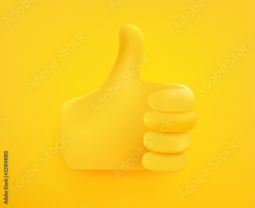 Human hand. Thumbs up. 3d comic style editable vector illustration