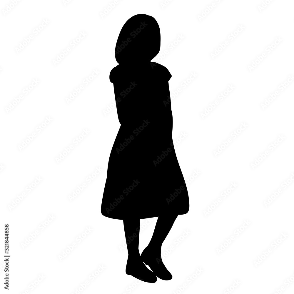 vector, isolated, black silhouette little girl