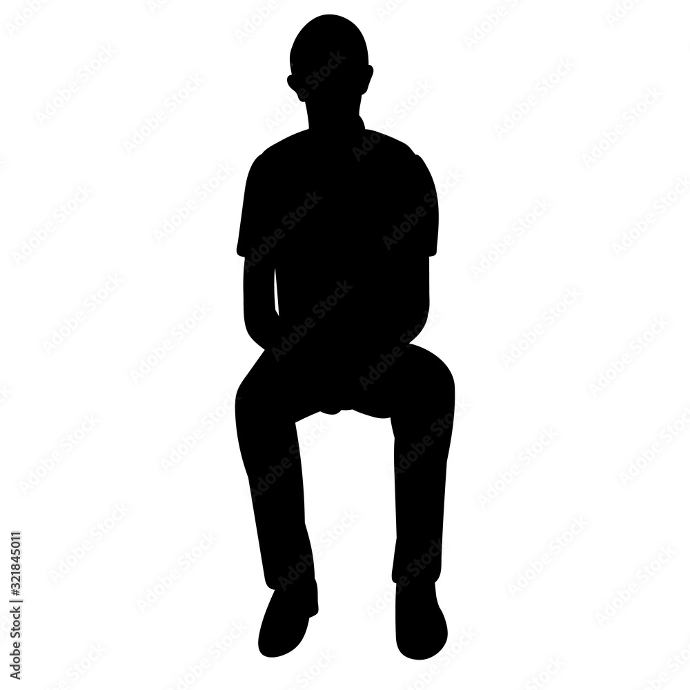 vector, isolated, black silhouette man sitting