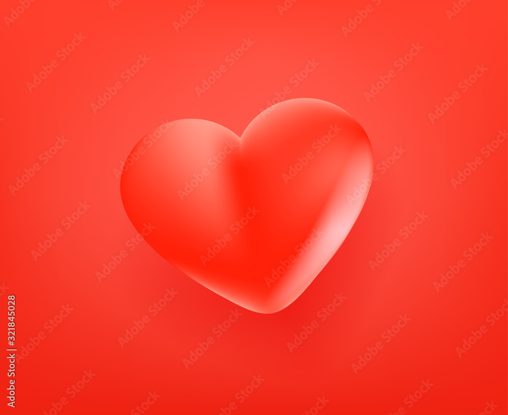 Red cute heart icon. 3d comic style editable vector illustration Red cute heart icon. 3d comic style editable vector illustration