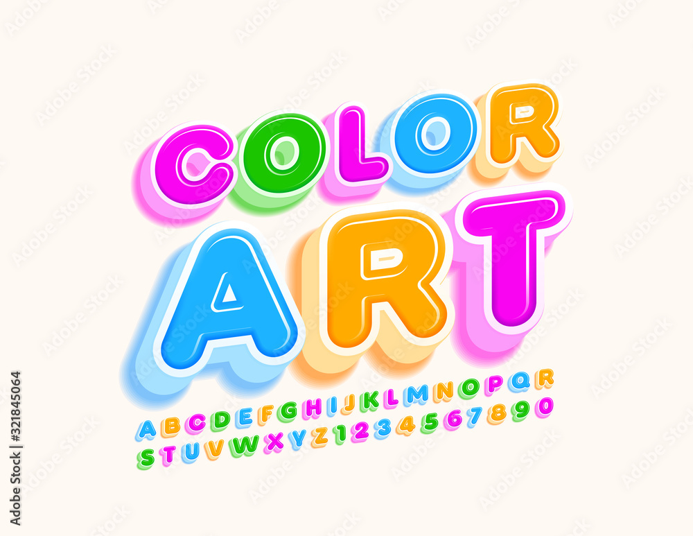 Vector Colorful Alphabet Letters and Numbers. Creative trendy Font
