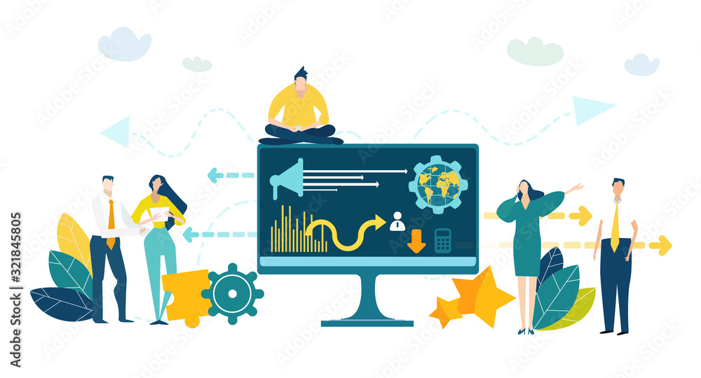 Naklejka Business people working together. Business connections, international, word wide communication, working together, success in finance, and money making concept.