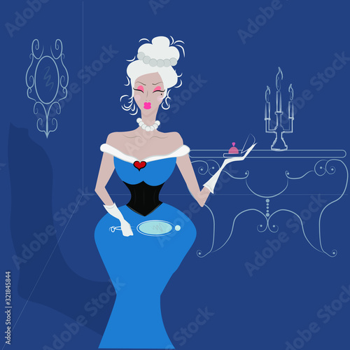 blonde french princess in a room fashion vector illustration