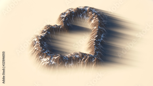 Heart shaped rocks above the fog