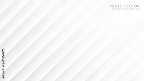 Vector Clear Blank Subtle Business White Abstract Background. 3D Conceptual Futuristic Technology Minimalist Illustration. Light Colorless Empty Surface Wide Wallpaper. Blurred Inclined Lines Backdrop