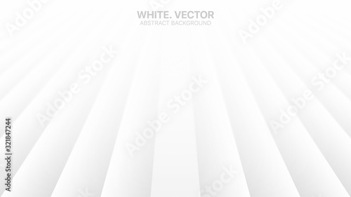 Vector Perspective Lines Clear Blank Subtle Business White Abstract Background. Conceptual Futuristic Technology 3D Minimalist Illustration. Light Colorless Empty Surface Wallpaper. Blurred Backdrop