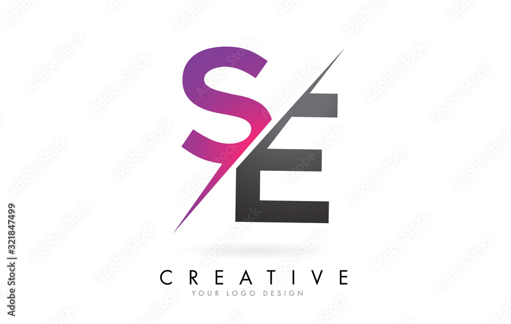 SE S E Letter Logo with Colorblock Design and Creative Cut. SE S E Letter Logo with Colorblock Design and Creative Cut.