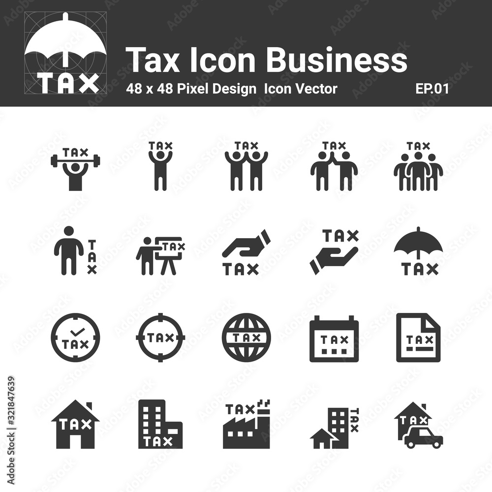 Tax Icon silhouette vector set Tax Icon silhouette vector set