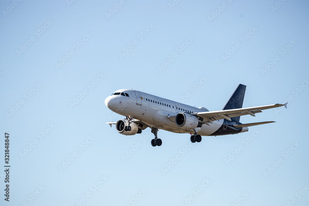 Airplane arrival at the airport. Travel by air, transportation. Airplane arrival at the airport. Travel by air, transportation.