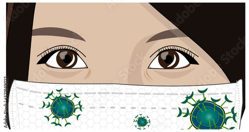 Femme asiatique portant un masque