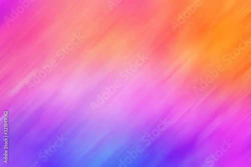 Colorful abstract geometric background. Brightly colored purple, pink, blue and orange iridescent holographic and motion blur effect. 