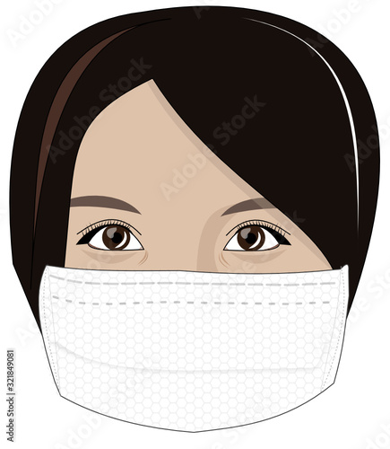 Femme asiatique portant un masque