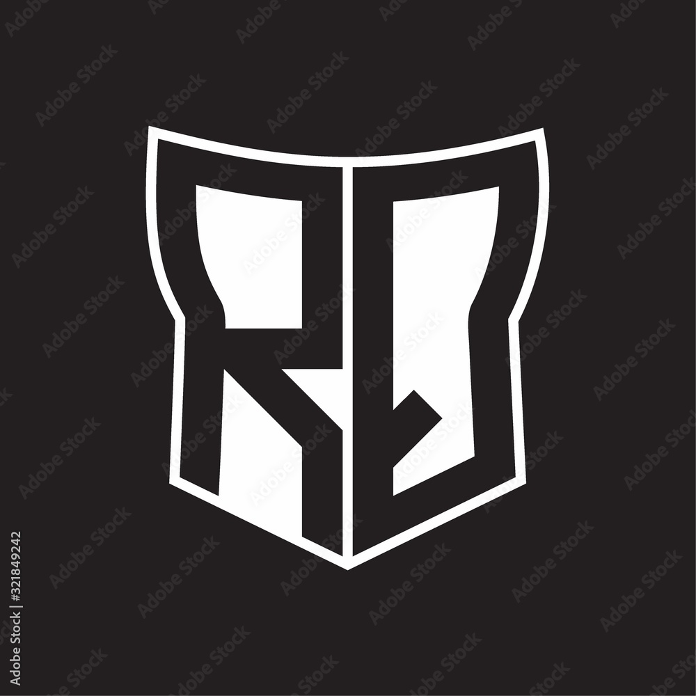 RQ Logo monogram with negative space abstract shield shape design template on black background RQ Logo monogram with negative space abstract shield shape design template on black background