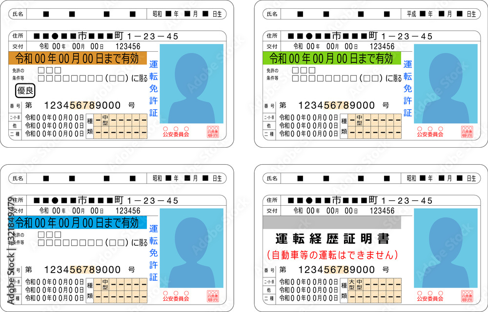 免許証 グリーン ブルー ゴールド 運転経歴証明書 セット 01 Vector De Stock Adobe Stock