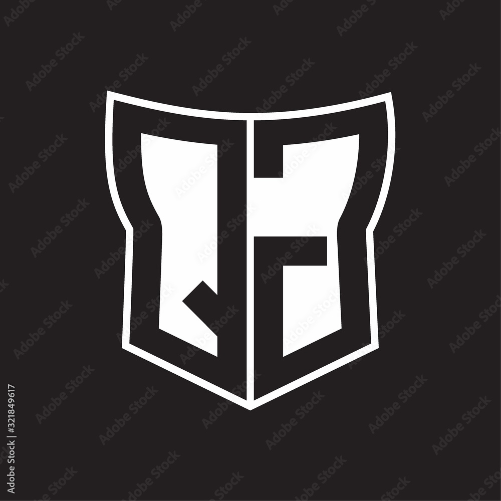 QG Logo monogram with negative space abstract shield shape design template on black background QG Logo monogram with negative space abstract shield shape design template on black background