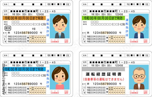 免許証（グリーン ブルー ゴールド）＆運転経歴証明書 セット #02