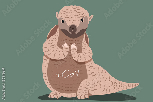 Armadillo Pis or Pangolin shocked that they are carriers of the disease 2019 - ncov flu Coranavirus flu vector concept