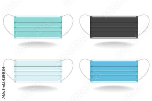 Collection surgical medical face mask protection vector isolate