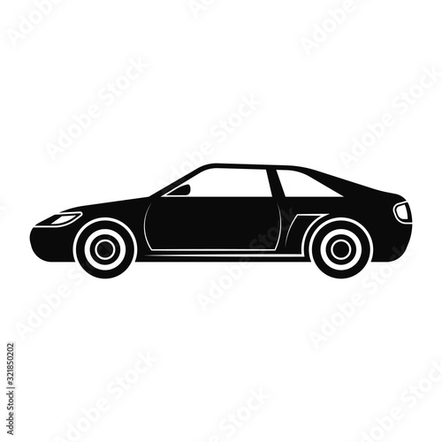 Sports car icon. Black silhouette. Vector drawing. Side view. Isolated object on a white background. Isolate. © far700