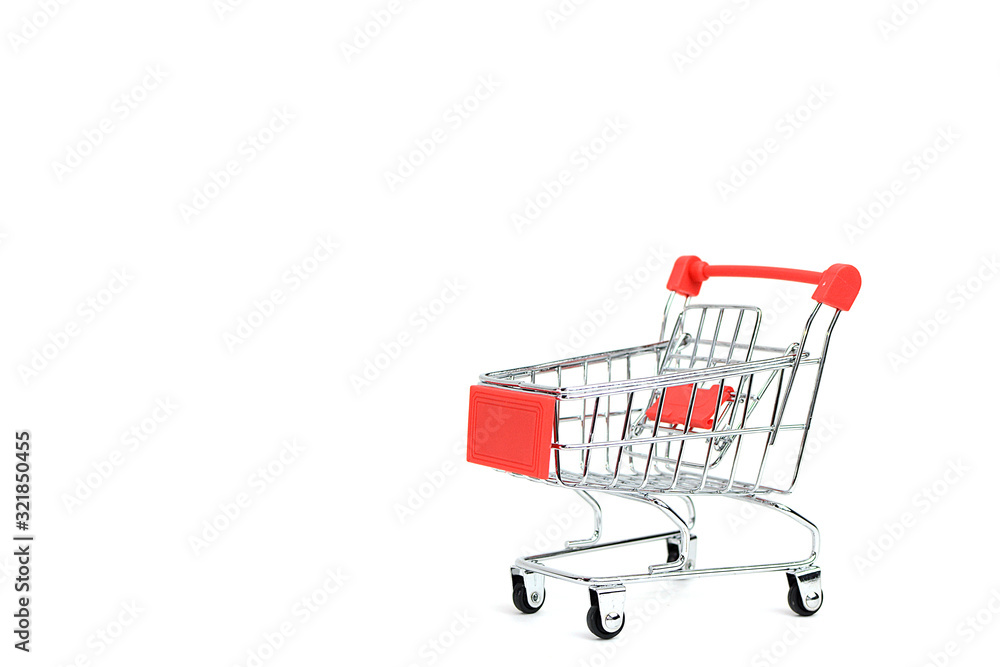 Supermarket cart isolated on white background.