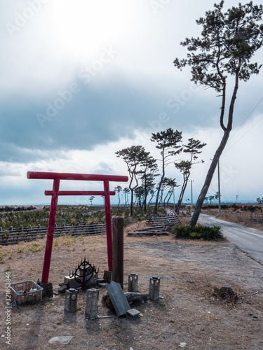 東日本大震災の被災地、荒浜地区。