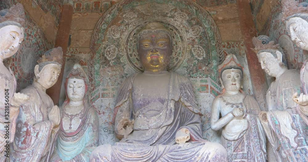 Maijishan Cave-Temple Complex in Tianshui city, Gansu Province China. A mountain with religious caves on the Silk Road Maijishan Cave-Temple Complex in Tianshui city, Gansu Province China. A mountain with religious caves on the Silk Road