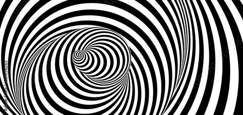 Pattern with optical illusion. Black and white design. Abstract striped background. Vector illustration.