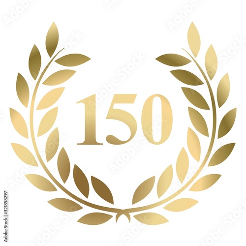 150th birthday gold laurel wreath vector isolated on a white background 