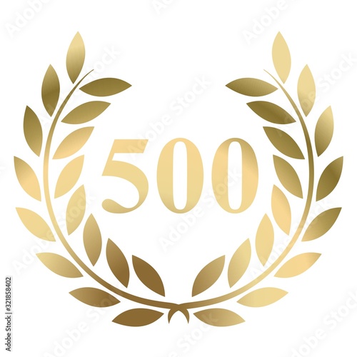 Five hundredth birthday gold laurel wreath vector isolated on a white background 