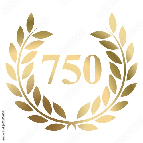 750th birthday gold laurel wreath vector isolated on a white background 
