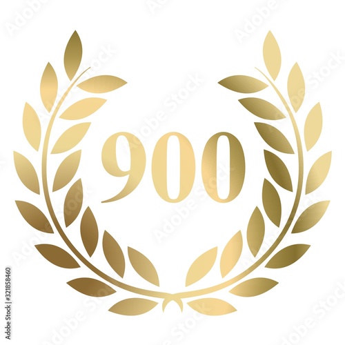 900th gold laurel wreath vector isolated on a white background 
