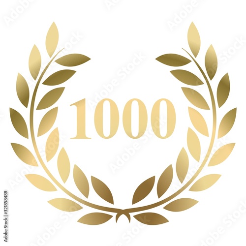 Thousandth birthday gold laurel wreath vector isolated on a white background 