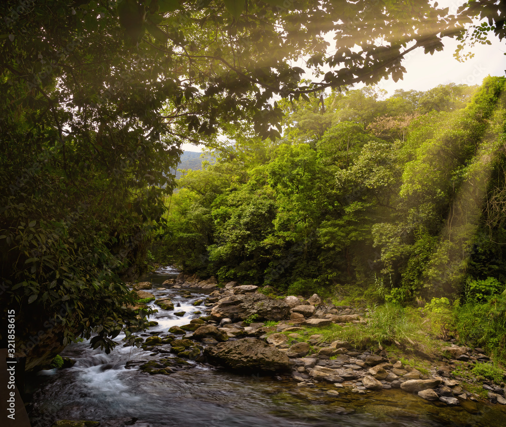 sunset in the river beautiful Waterfalls of Tamasopo san luis potosi mexico sunset in the river beautiful Waterfalls of Tamasopo san luis potosi mexico