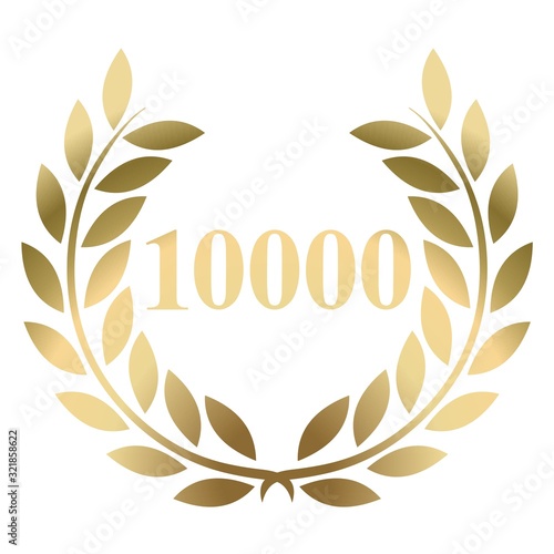 10000th birthday gold laurel wreath vector isolated on a white background 