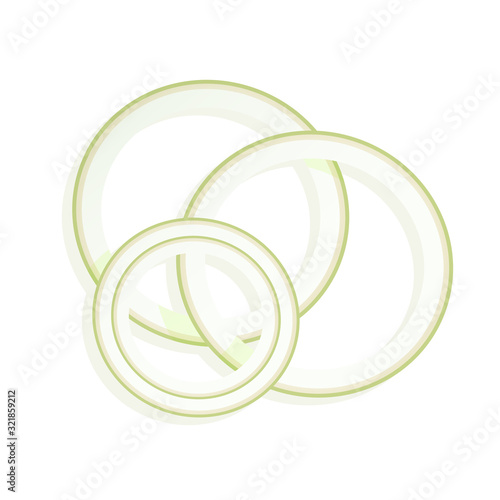 Sliced onion isolated on white background. Rings of onion. Vector Illustration.