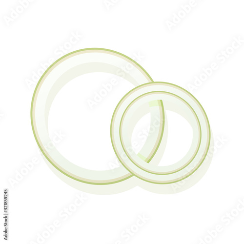Sliced onion isolated on white background. Rings of onion. Vector Illustration.