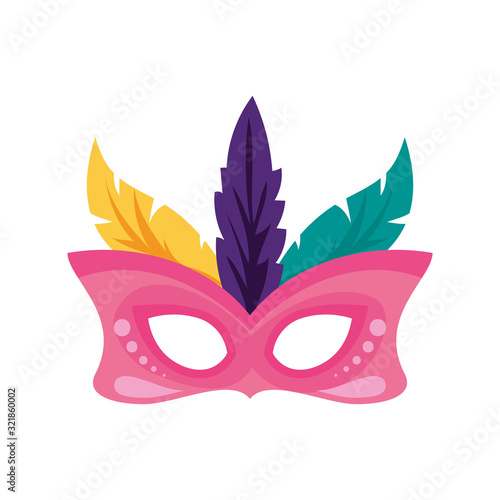 Isolated party mask with feathers vector design