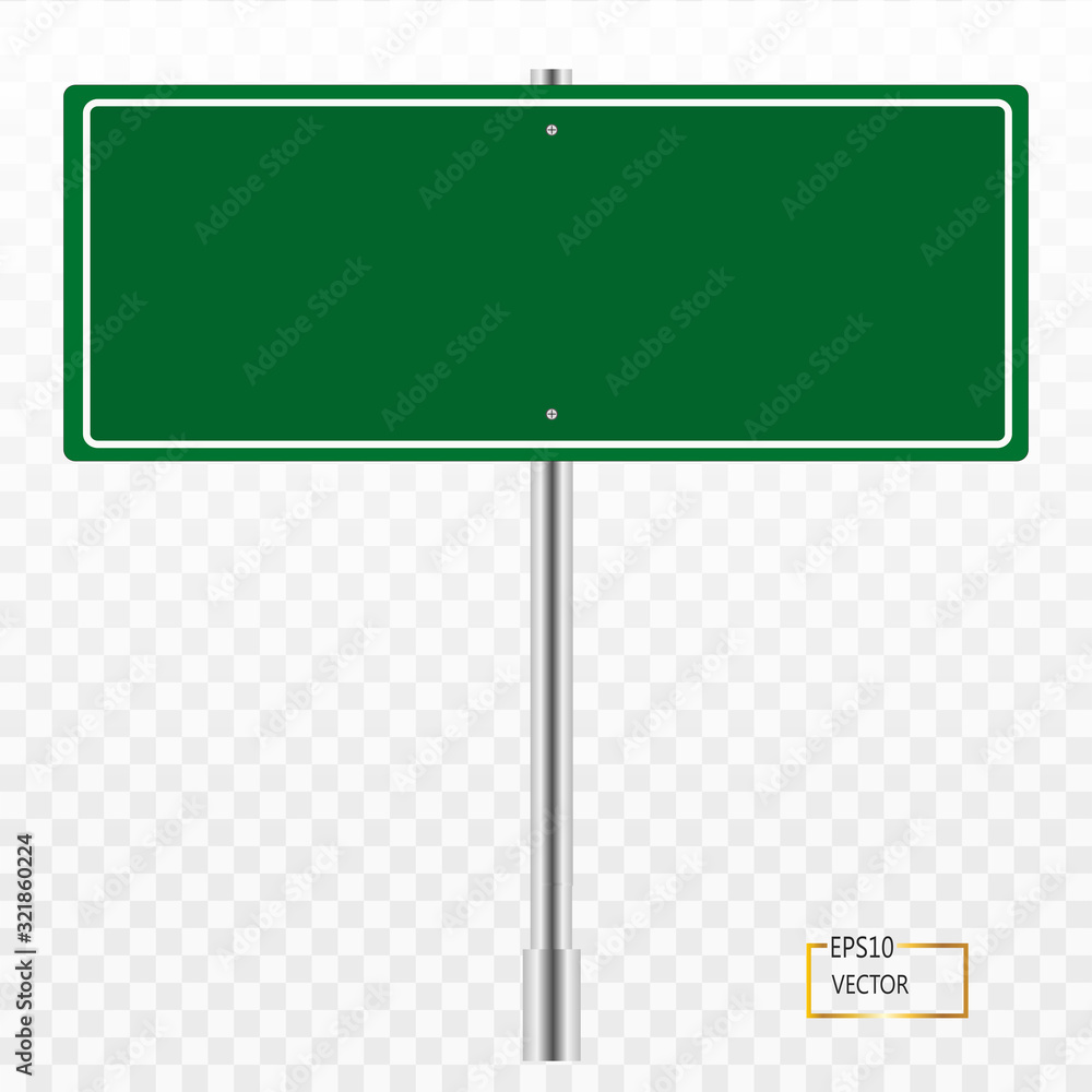 Blank green road sign or Empty traffic isolated on transparent. vector illustration Blank green road sign or Empty traffic isolated on transparent. vector illustration