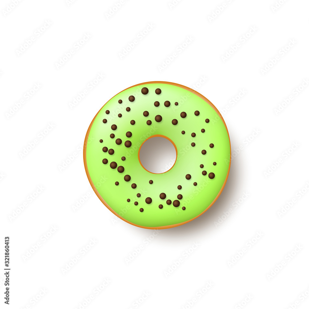 Colorful donut isolated on white background. Top view, realistic style. Vector illustration. Colorful donut isolated on white background. Top view, realistic style. Vector illustration.