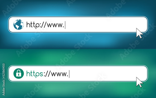 Address and navigation bar with http and https sign photo