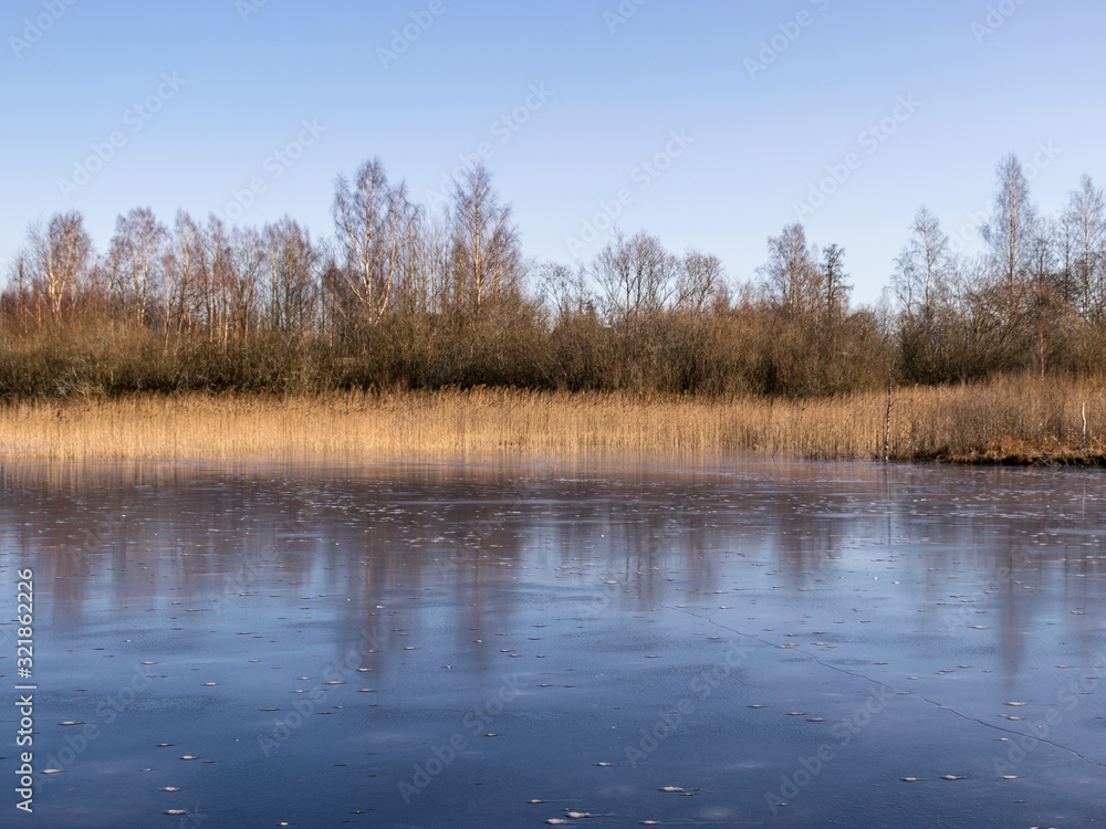 winter landscape with frozen lake winter landscape with frozen lake