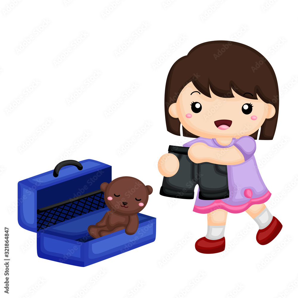 girl packing her favorite thing to the suitcase girl packing her favorite thing to the suitcase