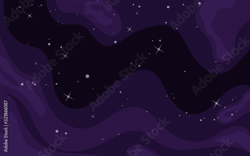 Vector space background . Cute flat style template with Stars in Outer space	