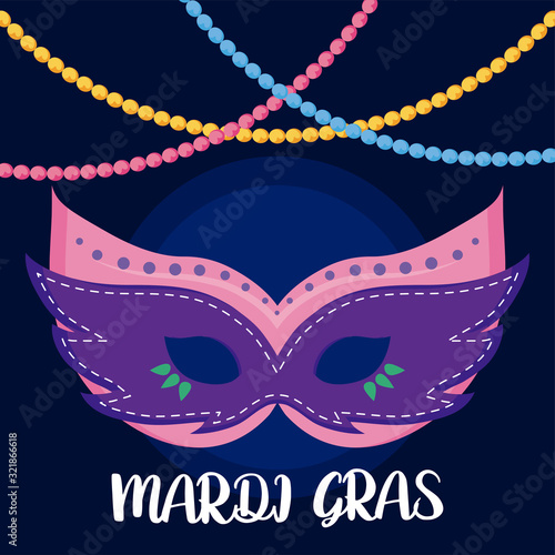Mardi gras mask with necklaces vector design