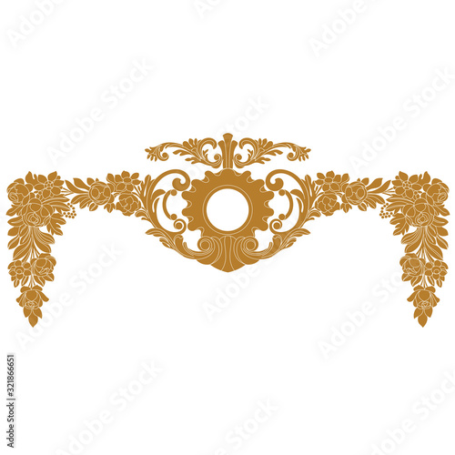 Golden vintage baroque ornament, corner. Retro pattern antique style acanthus. Decorative design element filigree calligraphy vector. - stock vector	