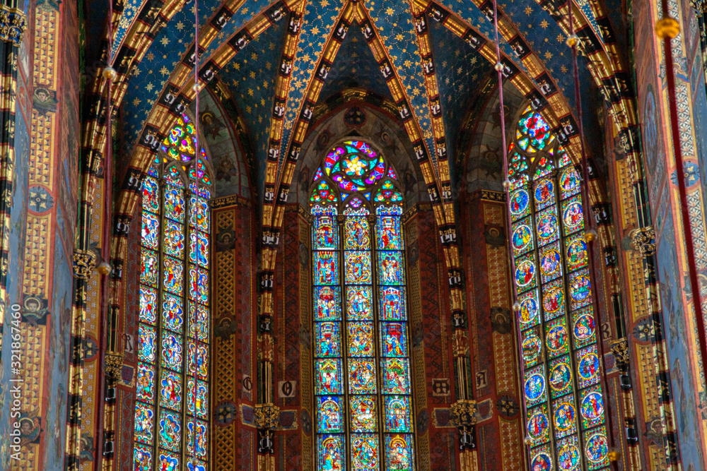 St. Mary's Basilica interior in Krakow, Poland