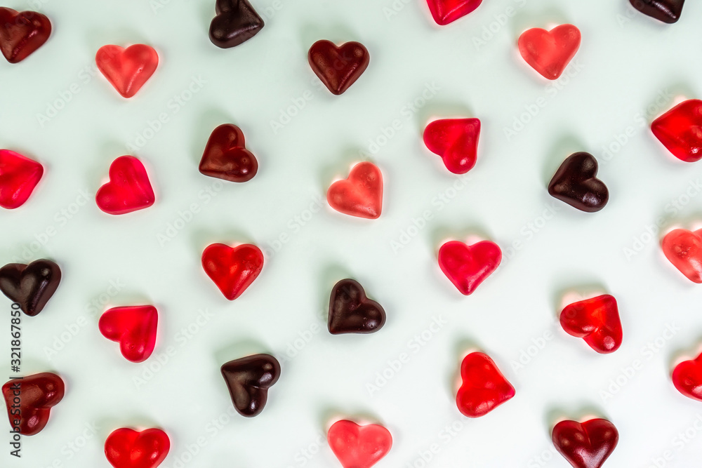 Heart shaped jelly candies on white background Heart shaped jelly candies on white background
