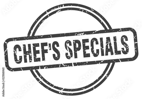 chef's specials stamp. chef's specials round vintage grunge sign. chef's specials