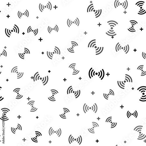 Black Wi-Fi wireless internet network symbol icon isolated seamless pattern on white background. Vector Illustration