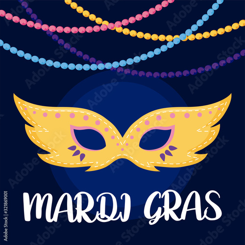 Mardi gras mask with necklaces vector design